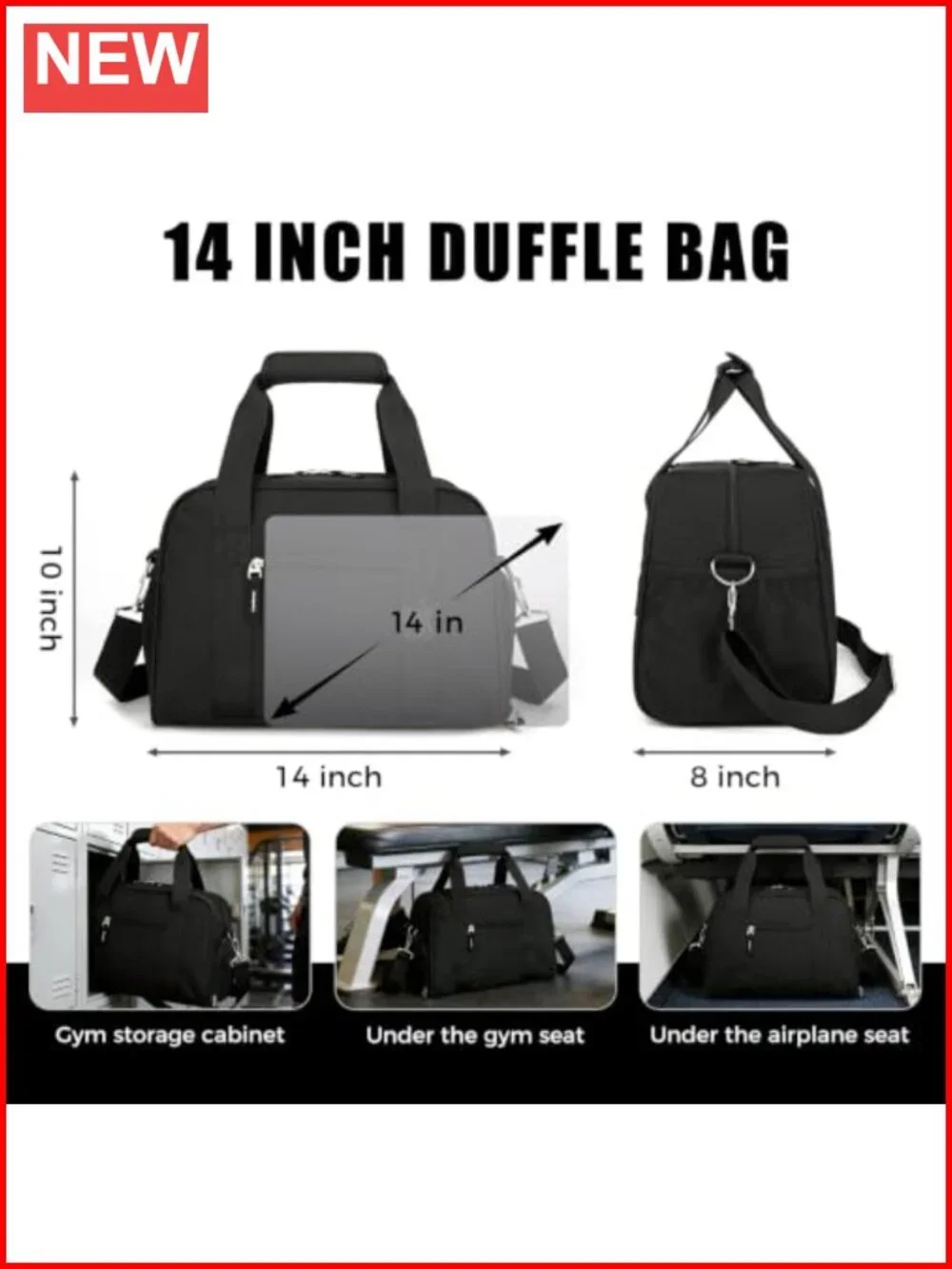Mini Duffle Bag with Shoe Compartment, Travel Sports Duffel 14 Inch